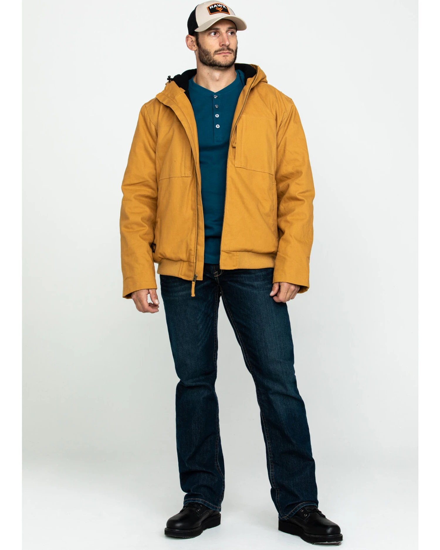 Hawx Men's Brown Canvas Quilted Bi-Swing Hooded Zip Front Work Jacket 4 Hawx Men's Brown Canvas Quilted Bi-Swing Hooded Zip Front Work Jacket - Image 2