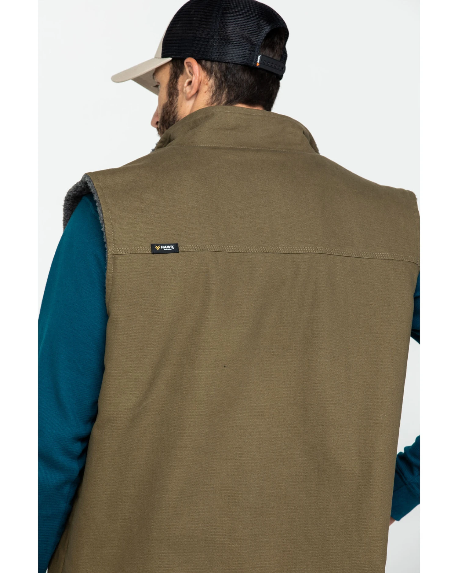 Hawx Men's Olive Canvas Sherpa Lined Work Vest 5 Hawx Men's Olive Canvas Sherpa Lined Work Vest - Image 3