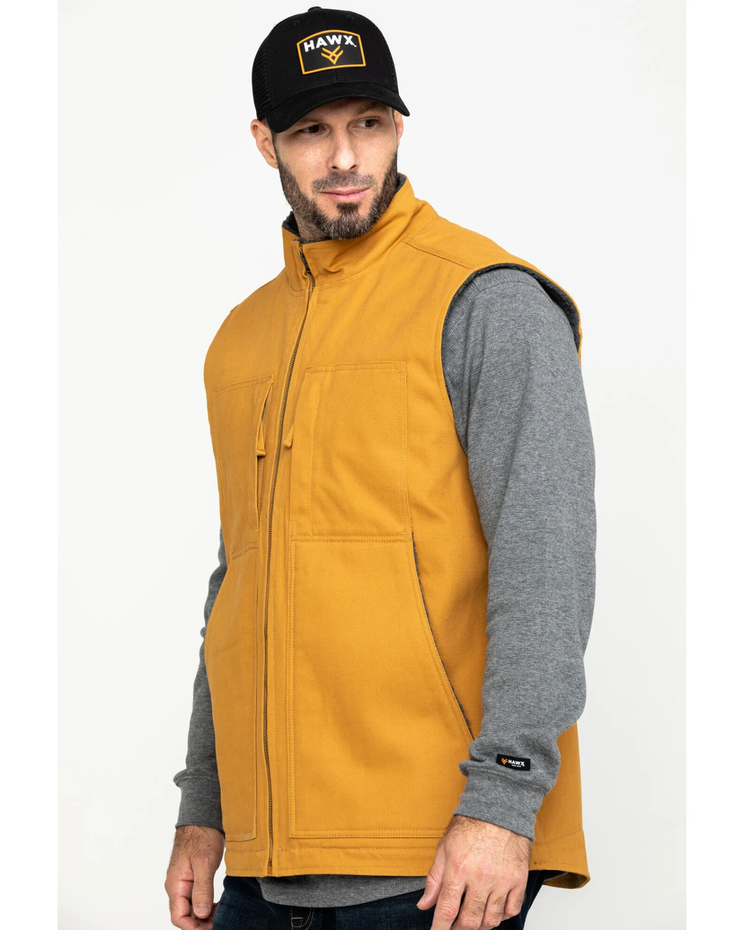 Hawx Men's Khaki Canvas Sherpa Lined Work Vest 8 Hawx Men's Khaki Canvas Sherpa Lined Work Vest - Image 6