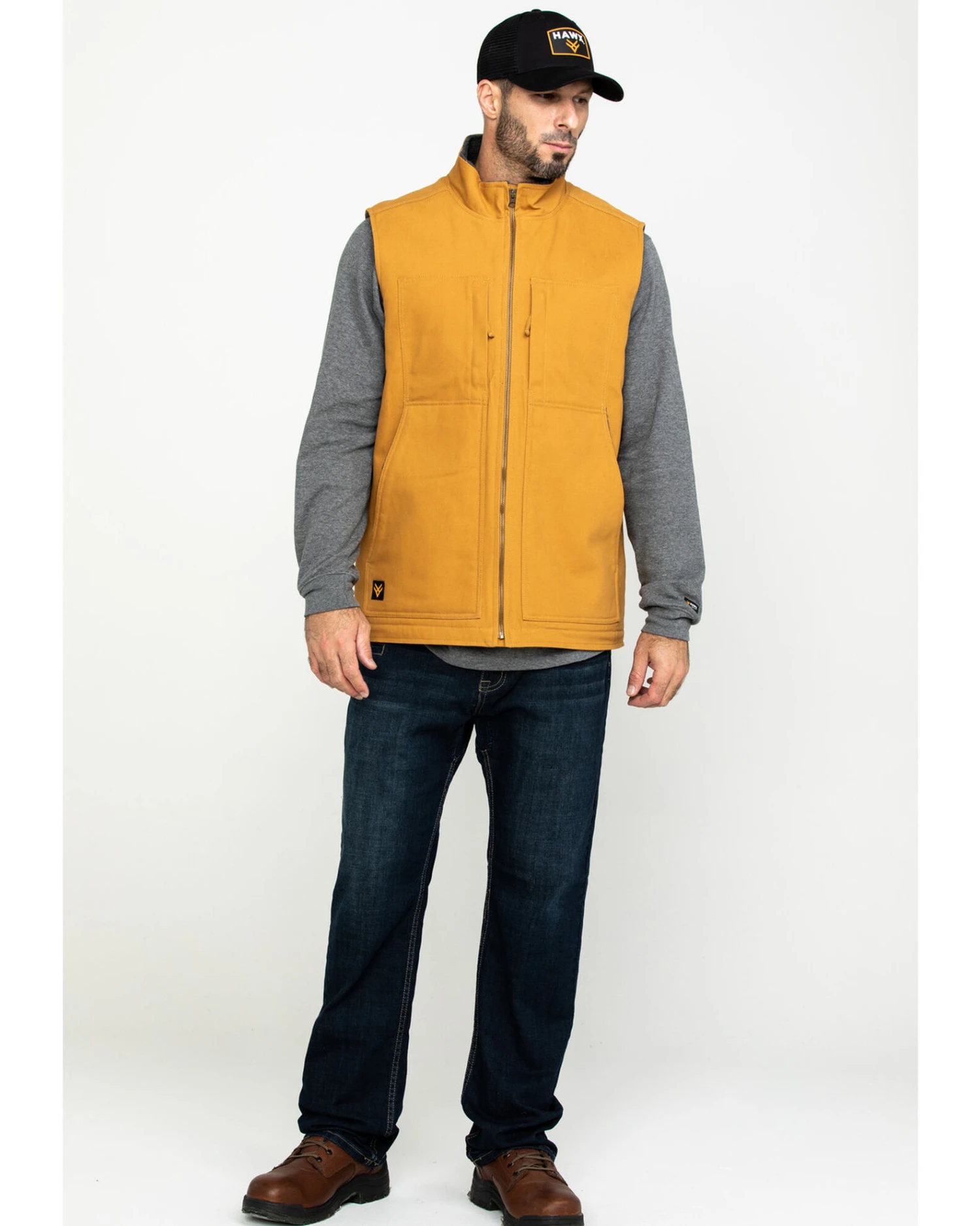 Hawx Men's Khaki Canvas Sherpa Lined Work Vest 5 Hawx Men's Khaki Canvas Sherpa Lined Work Vest - Image 3