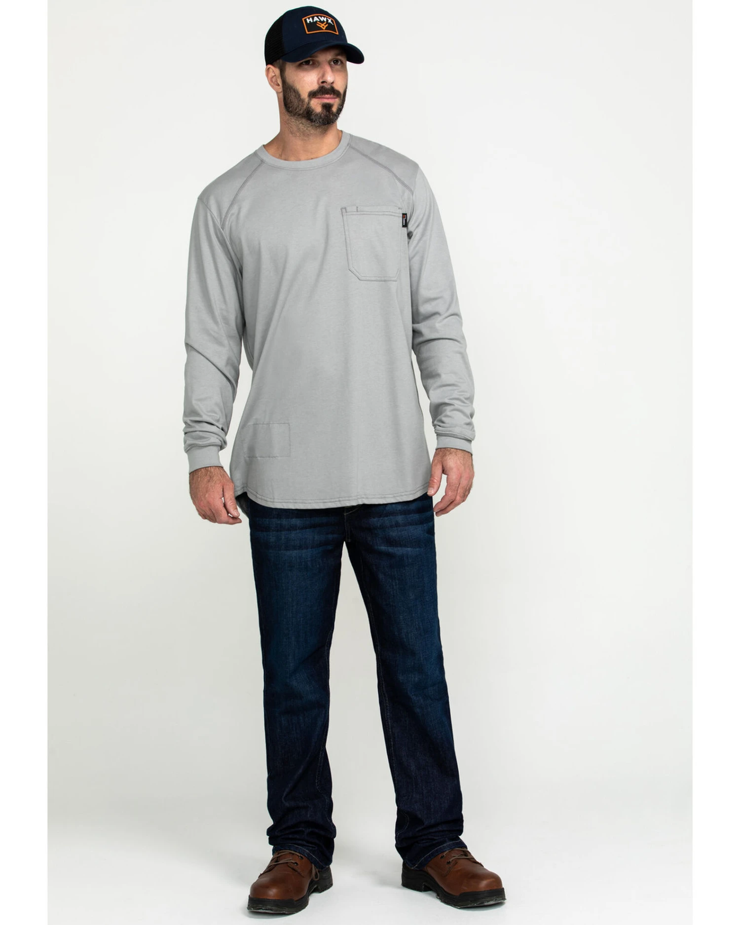Hawx Men's FR Pocket Long Sleeve Work T-Shirt - Tall 8 Hawx Men's FR Pocket Long Sleeve Work T-Shirt - Tall - Image 6
