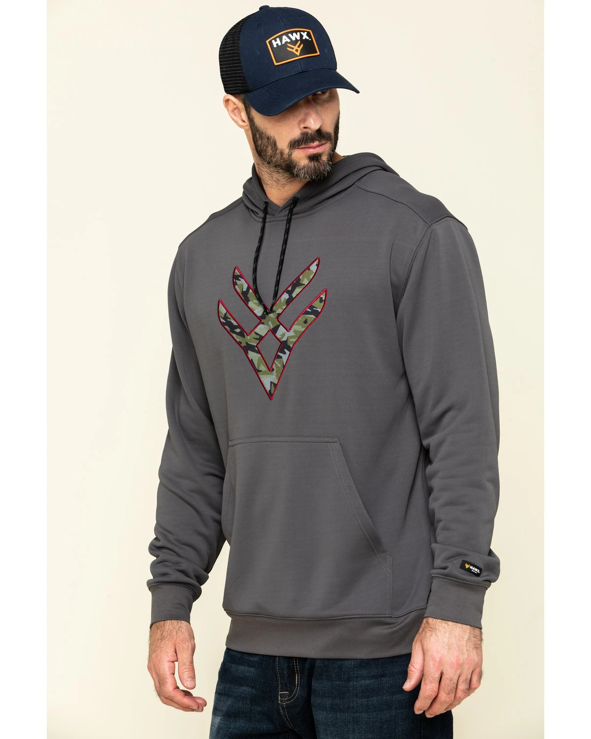Hawx Men's Gray Tech Logo Hooded Work Sweatshirt - Tall 5 Hawx Men's Gray Tech Logo Hooded Work Sweatshirt - Tall - Image 3