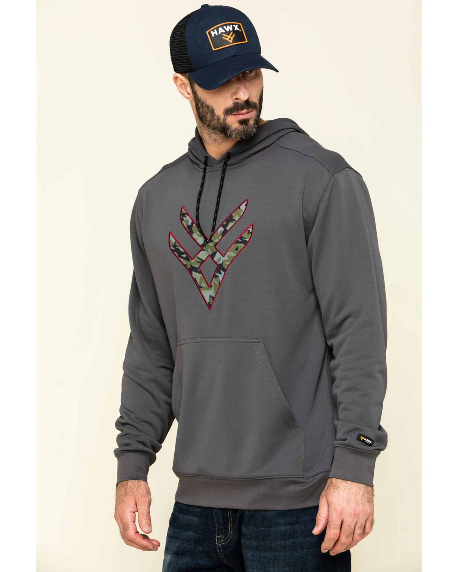 Hawx Men's Gray Tech Logo Hooded Work Sweatshirt - Tall 7 Hawx Men's Gray Tech Logo Hooded Work Sweatshirt - Tall - Image 5