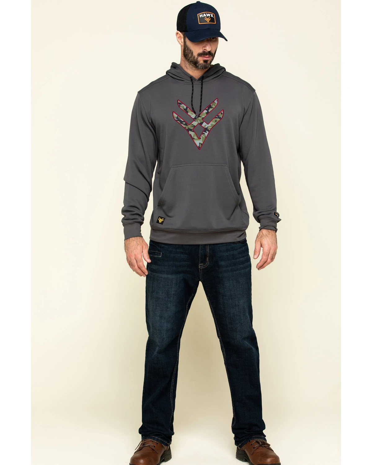 Hawx Men's Gray Tech Logo Hooded Work Sweatshirt - Tall 8 Hawx Men's Gray Tech Logo Hooded Work Sweatshirt - Tall - Image 6