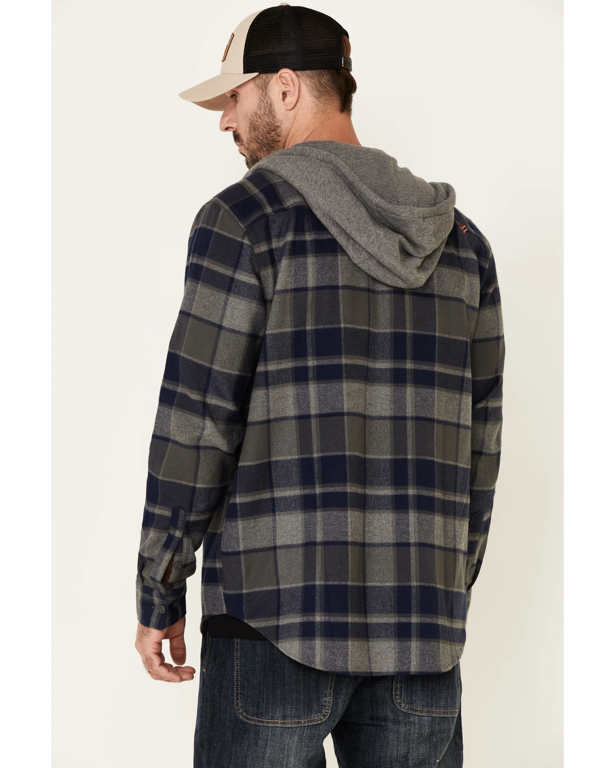 Hawx Men's Dark Gray Townsend Plaid Hooded Long Sleeve Flannel Work Shirt 7 Hawx Men's Dark Gray Townsend Plaid Hooded Long Sleeve Flannel Work Shirt - Image 5