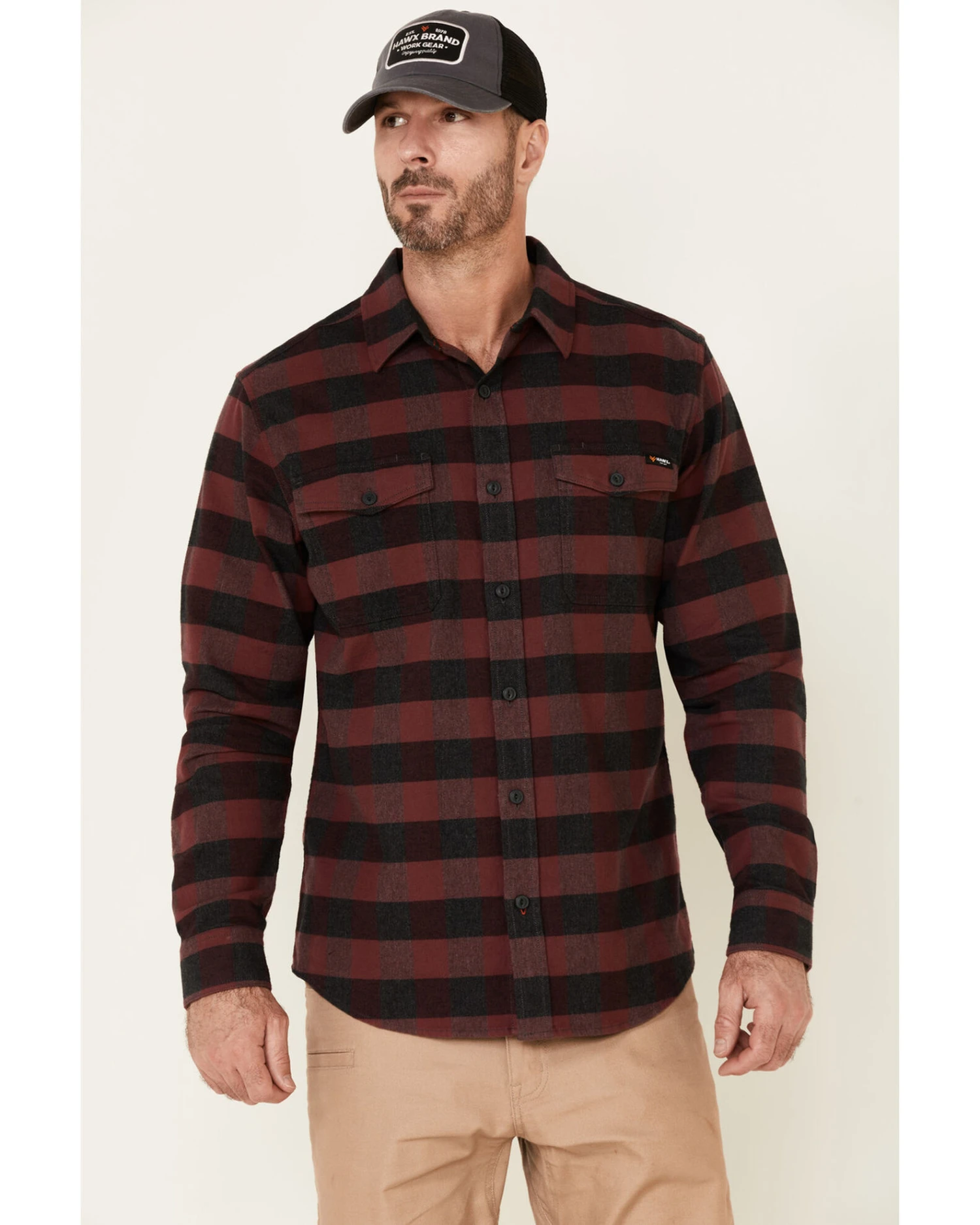 Hawx Men's Harris Stretch Plaid Print Long Sleeve Button Down Work Flannel Shirt - Tall 6 Hawx Men's Harris Stretch Plaid Print Long Sleeve Button Down Work Flannel Shirt - Tall - Image 4