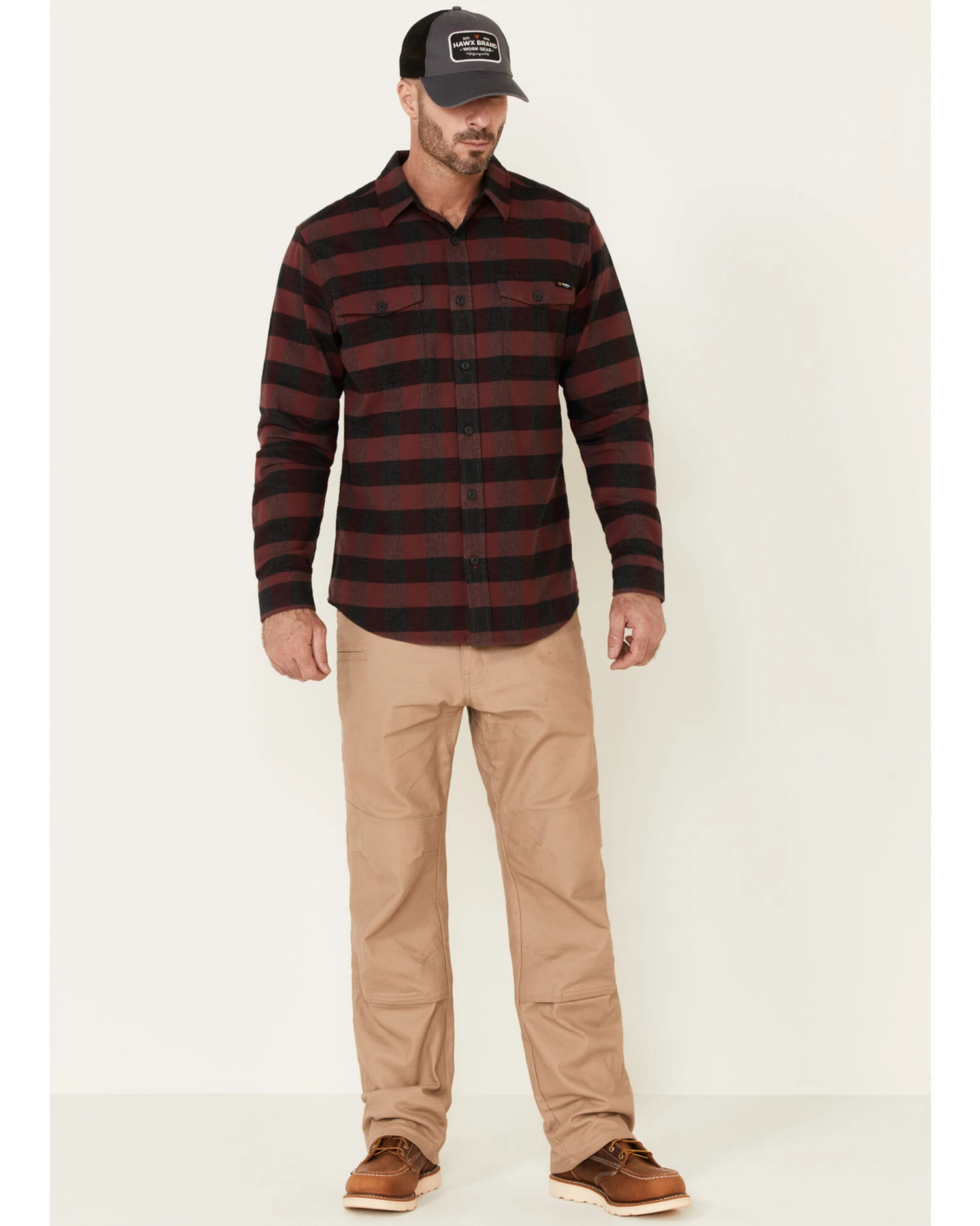 Hawx Men's Harris Stretch Plaid Print Long Sleeve Button Down Work Flannel Shirt - Tall 3 Hawx Men's Harris Stretch Plaid Print Long Sleeve Button Down Work Flannel Shirt - Tall