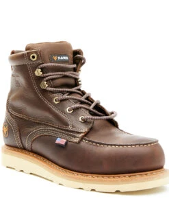 Hawx Men's Dark Brown USA Moc Wedge Work Boots - Steel Toe 11 Hawx Men's Dark Brown USA Moc Wedge Work Boots - Steel Toe -StyleHub Shop 2000336557 201 P1