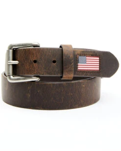Front Page 9 Hawx Men's Brown Leather Flag Tip Belt