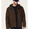 Hawx Men's Brown Castile Weathered Duck Hooded Zip-Front Insulated Work Jacket 2 Hawx Men's Brown Castile Weathered Duck Hooded Zip-Front Insulated Work Jacket -StyleHub Shop 2000342831 200 P1