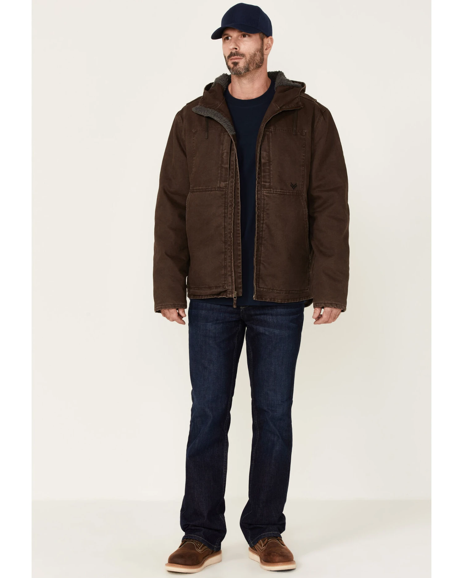 Hawx Men's Brown Castile Weathered Duck Hooded Zip-Front Insulated Work Jacket 6 Hawx Men's Brown Castile Weathered Duck Hooded Zip-Front Insulated Work Jacket - Image 4