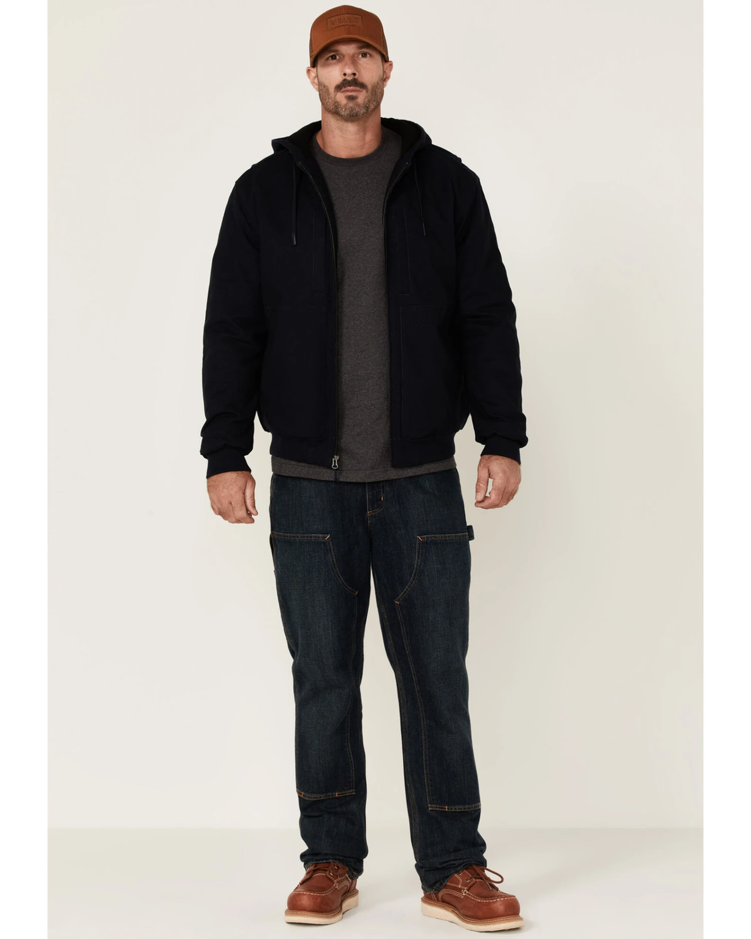 Hawx Men's Navy Pro Insulated Hooded Zip-Front Bomber Work Jacket 6 Hawx Men's Navy Pro Insulated Hooded Zip-Front Bomber Work Jacket - Image 4