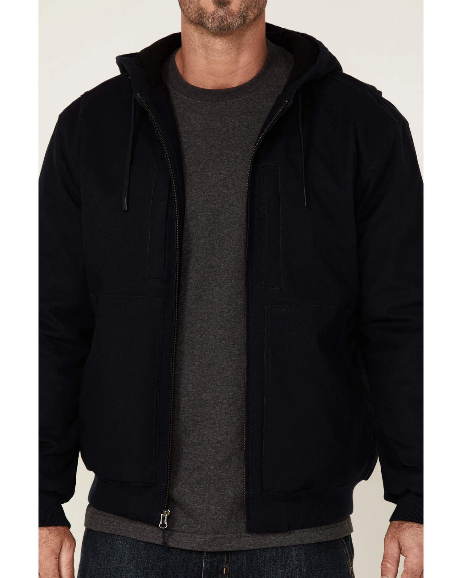 Hawx Men's Navy Pro Insulated Hooded Zip-Front Bomber Work Jacket 4 Hawx Men's Navy Pro Insulated Hooded Zip-Front Bomber Work Jacket - Image 2