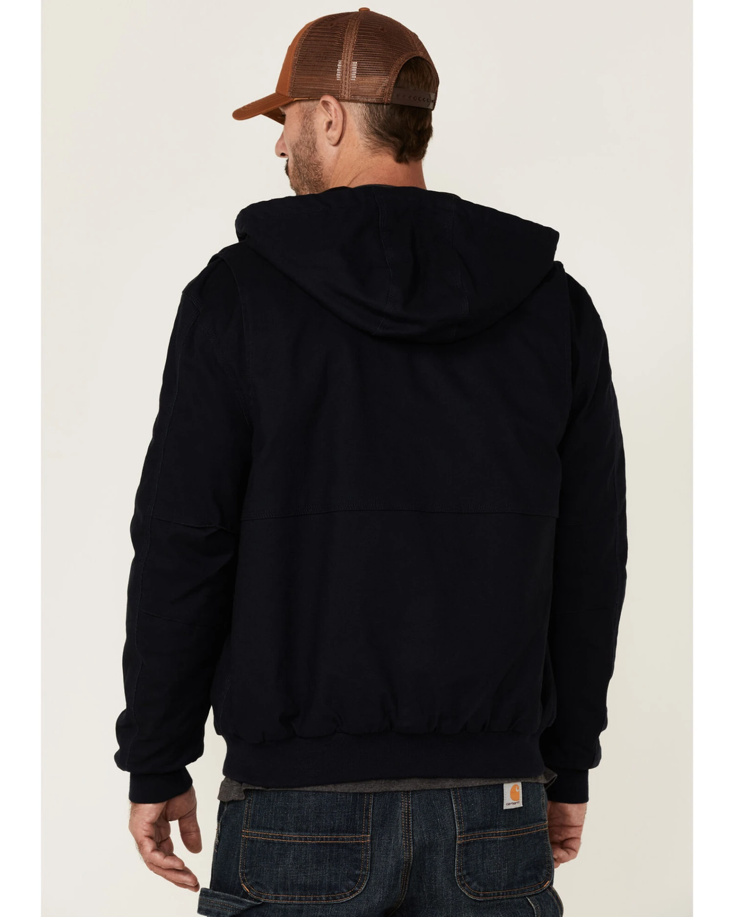 Hawx Men's Navy Pro Insulated Hooded Zip-Front Bomber Work Jacket 5 Hawx Men's Navy Pro Insulated Hooded Zip-Front Bomber Work Jacket - Image 3