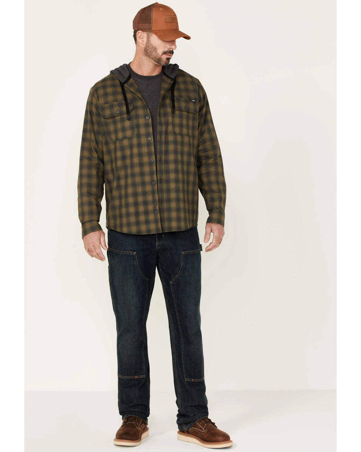 Hawx Men's Plaid Print Robertson Long Sleeve Button Down Hooded Work Flannel Shirt 4 Hawx Men's Plaid Print Robertson Long Sleeve Button Down Hooded Work Flannel Shirt - Image 2