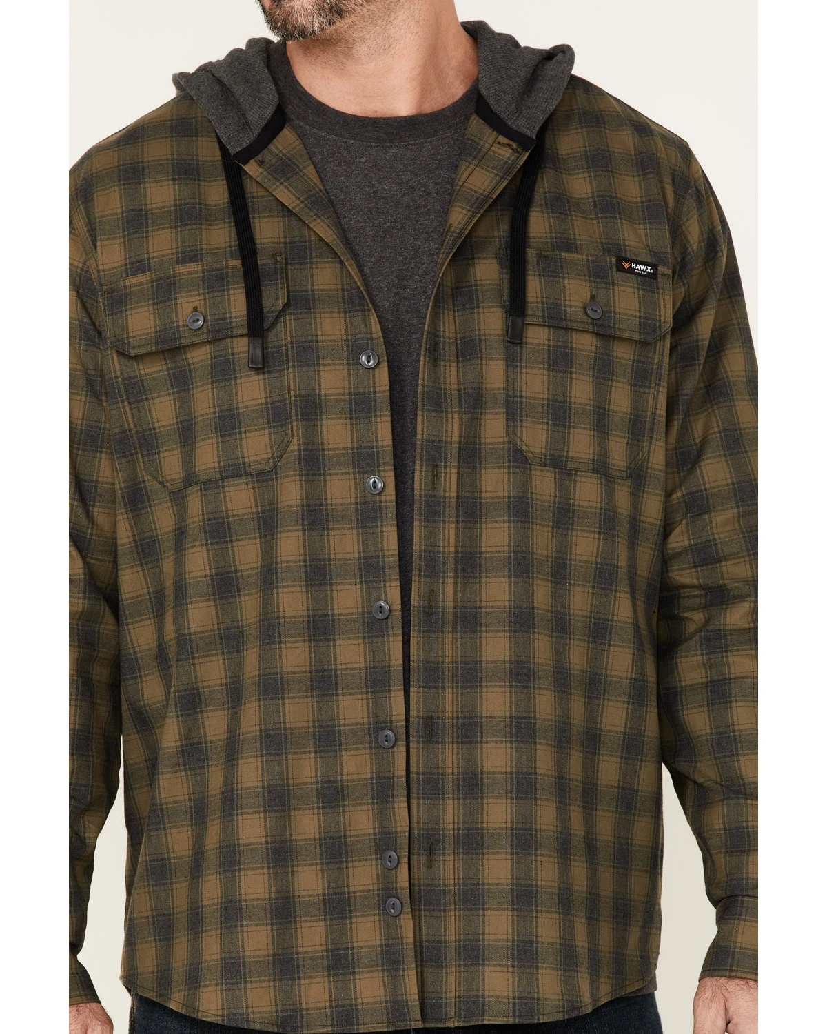 Hawx Men's Plaid Print Robertson Long Sleeve Button Down Hooded Work Flannel Shirt 5 Hawx Men's Plaid Print Robertson Long Sleeve Button Down Hooded Work Flannel Shirt - Image 3