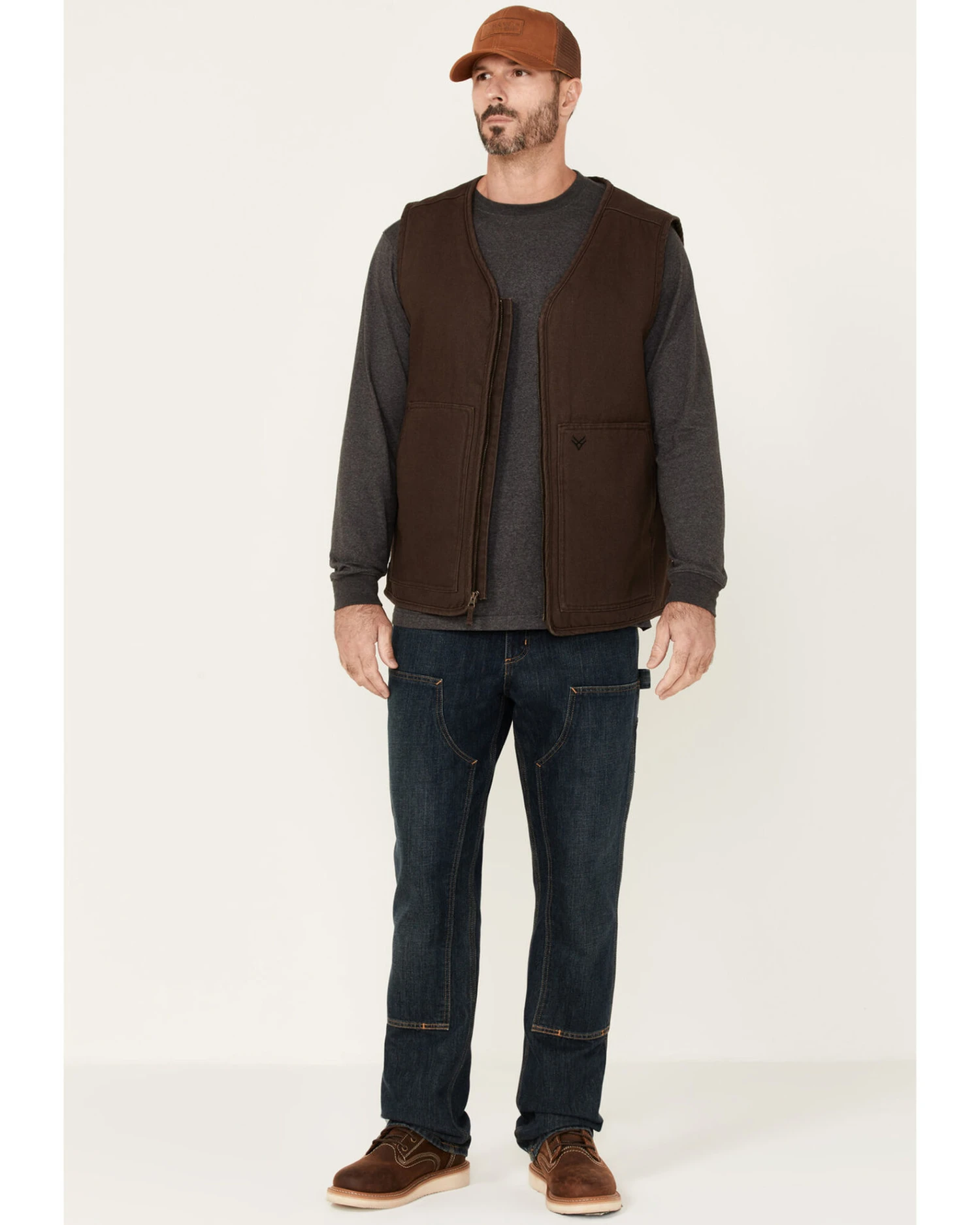 Hawx Men's Brown Weathered Canvas Zip-Front Sherpa Lined Work Vest 6 Hawx Men's Brown Weathered Canvas Zip-Front Sherpa Lined Work Vest - Image 4