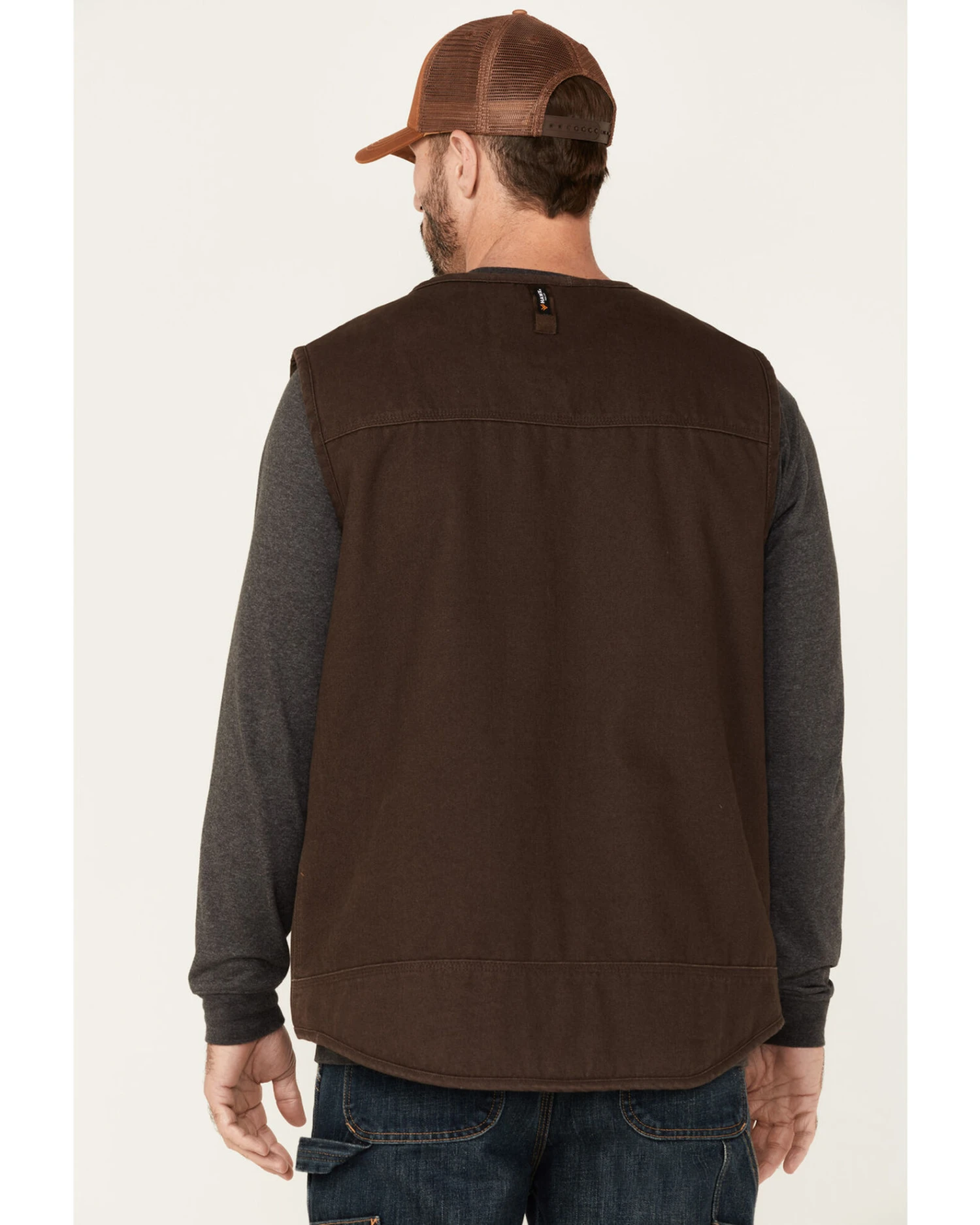 Hawx Men's Brown Weathered Canvas Zip-Front Sherpa Lined Work Vest 4 Hawx Men's Brown Weathered Canvas Zip-Front Sherpa Lined Work Vest - Image 2