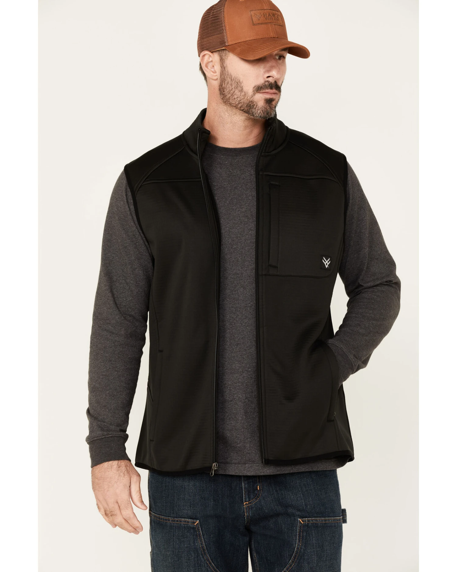Hawx Men's Merrick Grid Back Zip-Front Fleece Work Vest 6 Hawx Men's Merrick Grid Back Zip-Front Fleece Work Vest - Image 4