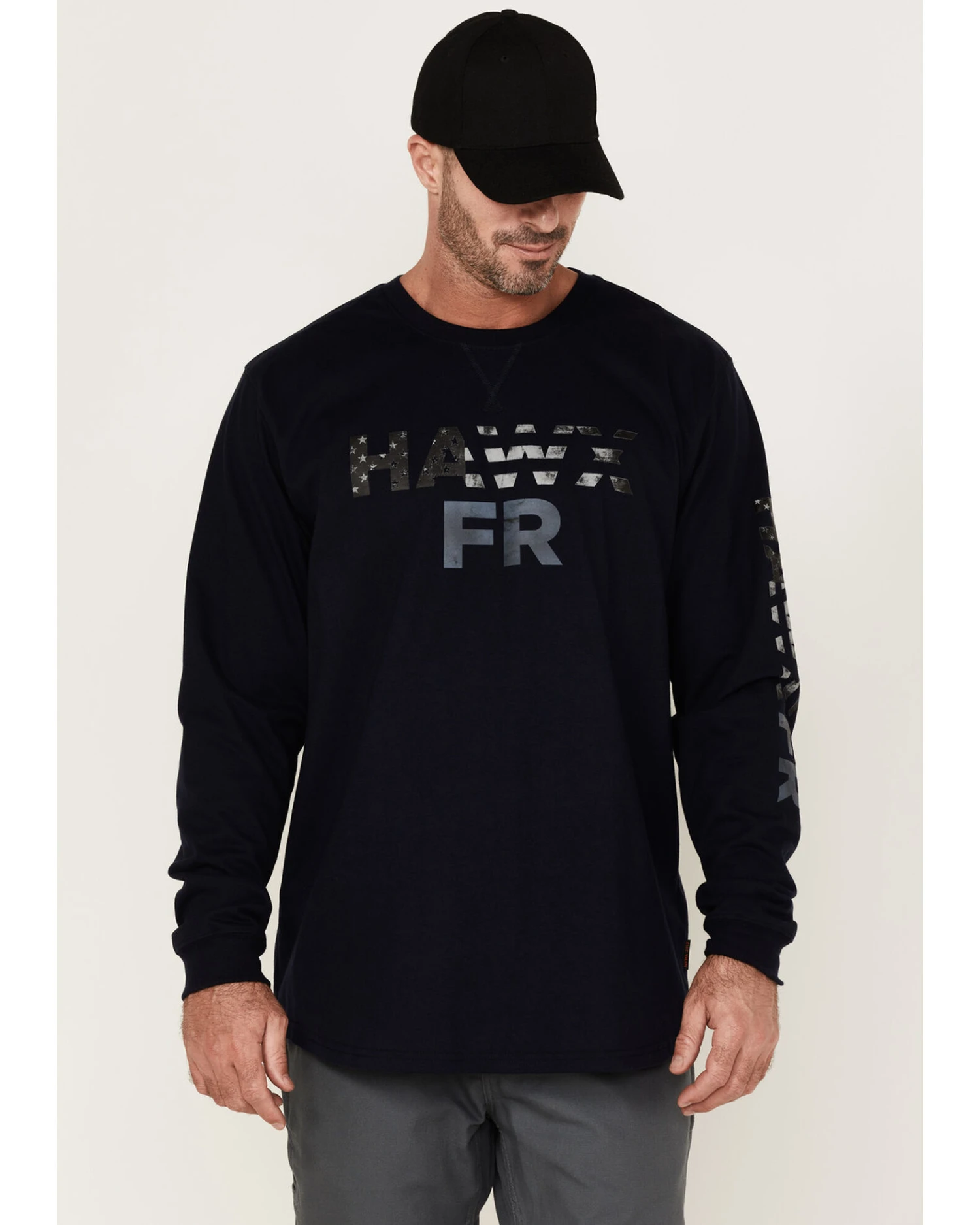 Hawx Men's FR Flag Logo Graphic Long Sleeve Work T-Shirt 4 Hawx Men's FR Flag Logo Graphic Long Sleeve Work T-Shirt - Image 2