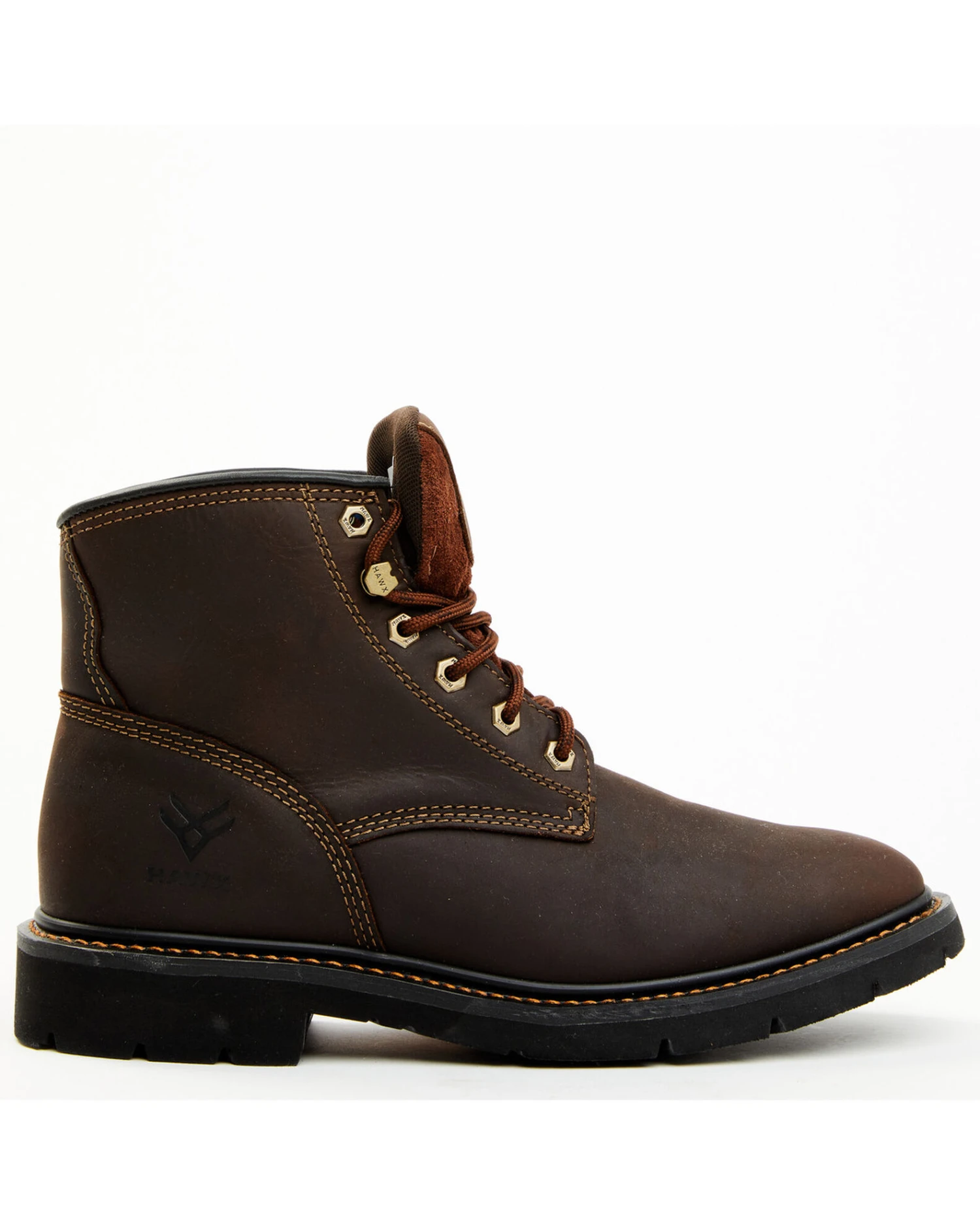 Hawx Men's Oily Crazy Horse 6" Lace-Up Soft Work Boots - Round Toe 3 Hawx Men's Oily Crazy Horse 6" Lace-Up Soft Work Boots - Round Toe