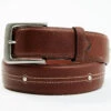 Hawx Men's Brown Center Stitch Studded Leather Belt -StyleHub Shop 2000365633 200 P1